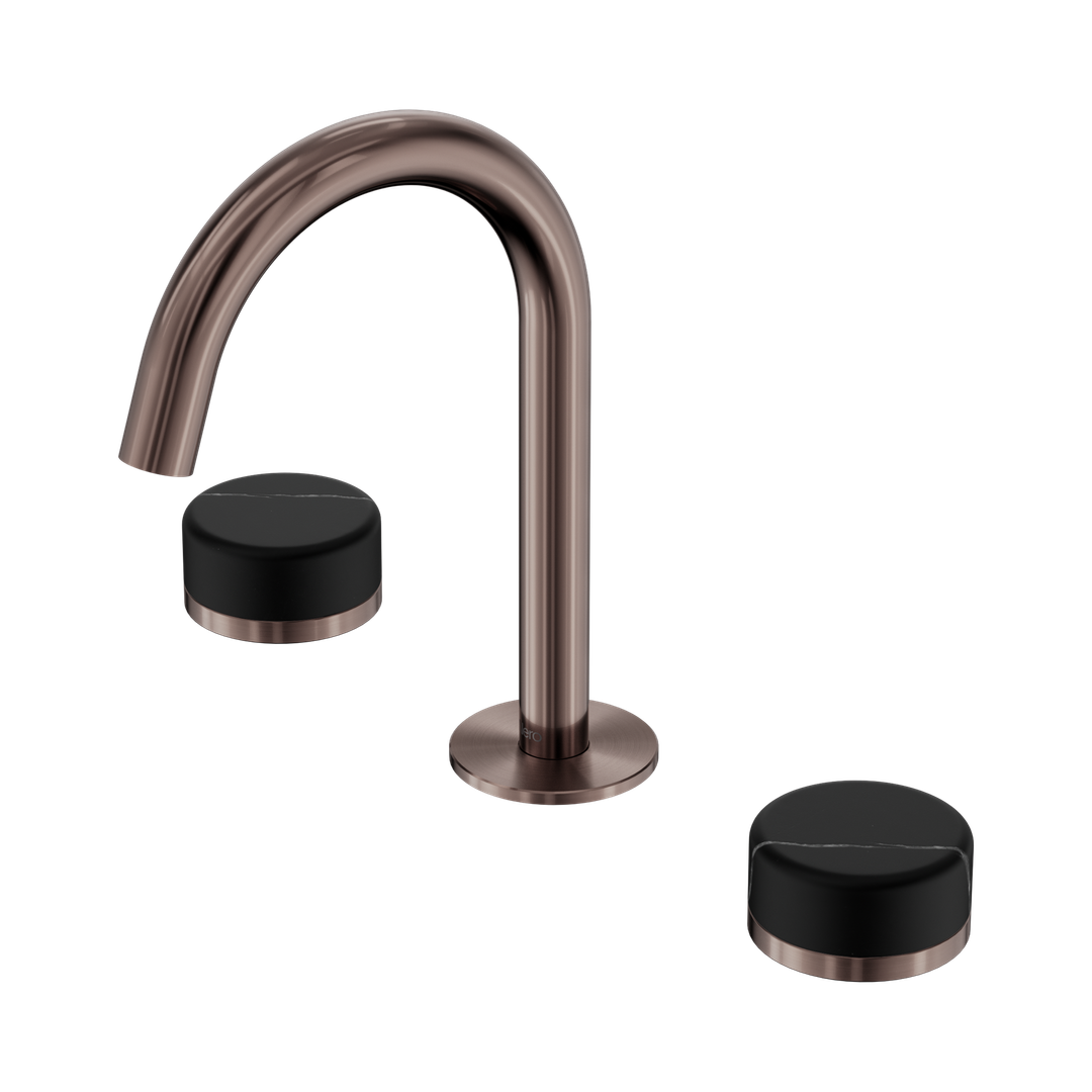 Nero Serenity Basin Set Arc Spout With Marquina Black Handle Brushed Bronze