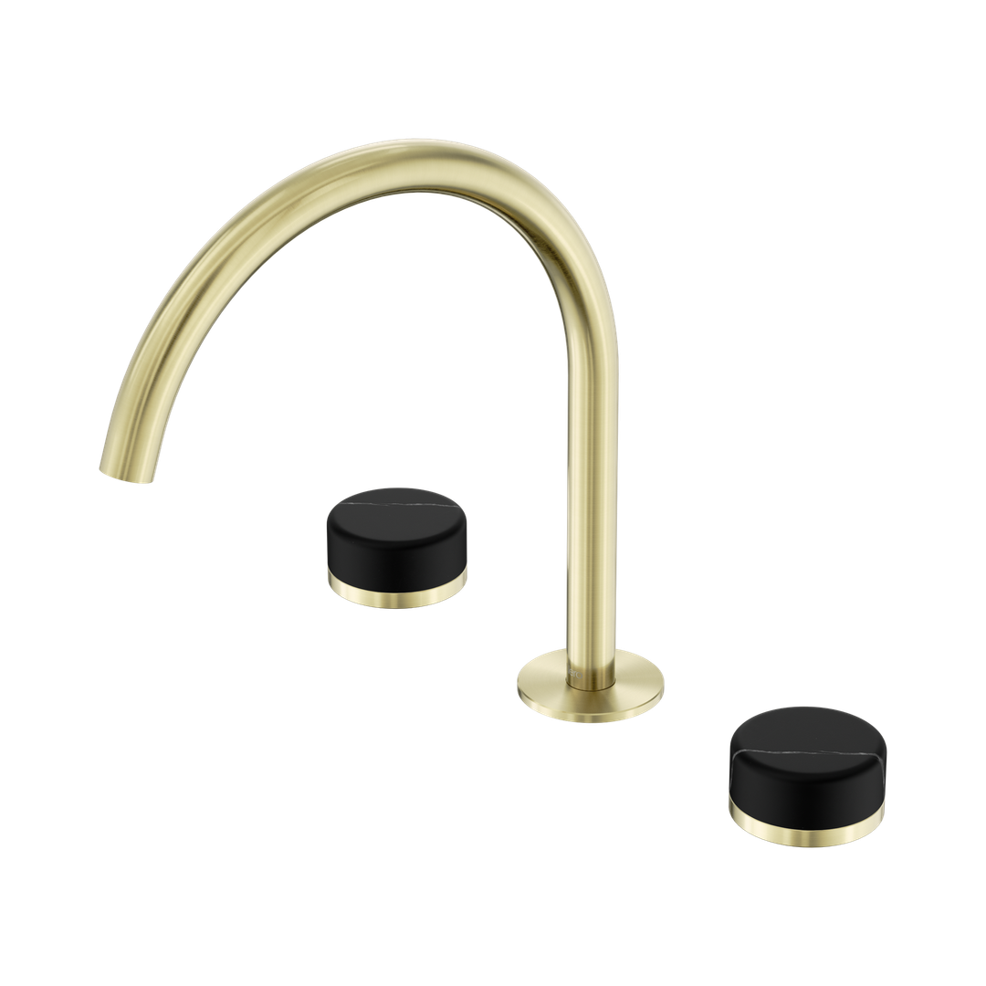 Nero Serenity Bath/Kitchen Set Arc Spout With Marquina Black Handle Brushed Gold