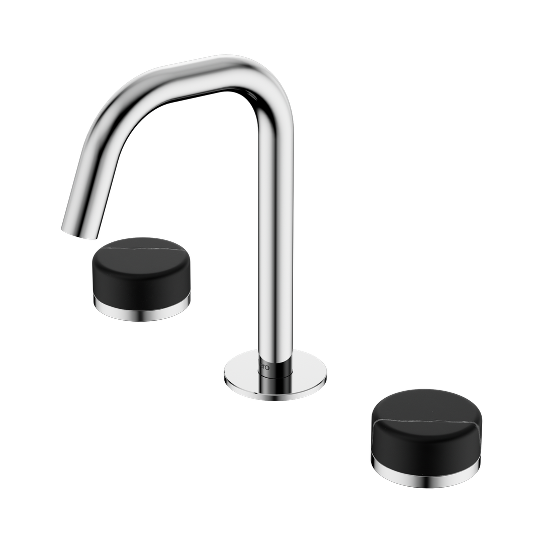Nero Serenity Basin Set Edge Spout With Marquina Black Handle Chrome