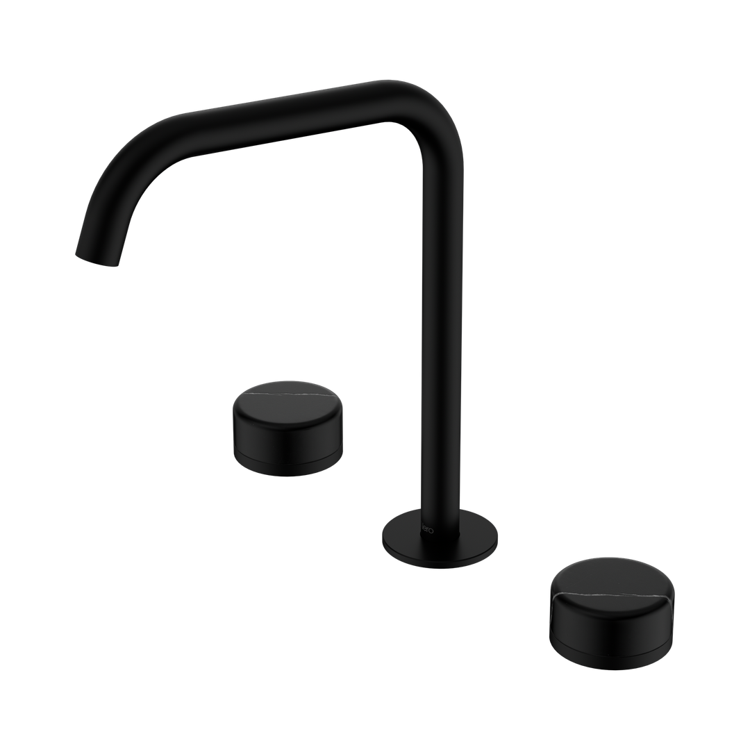 Nero Serenity Bath/Kitchen Set Edge Spout With Marquina Black Handle Matte Black
