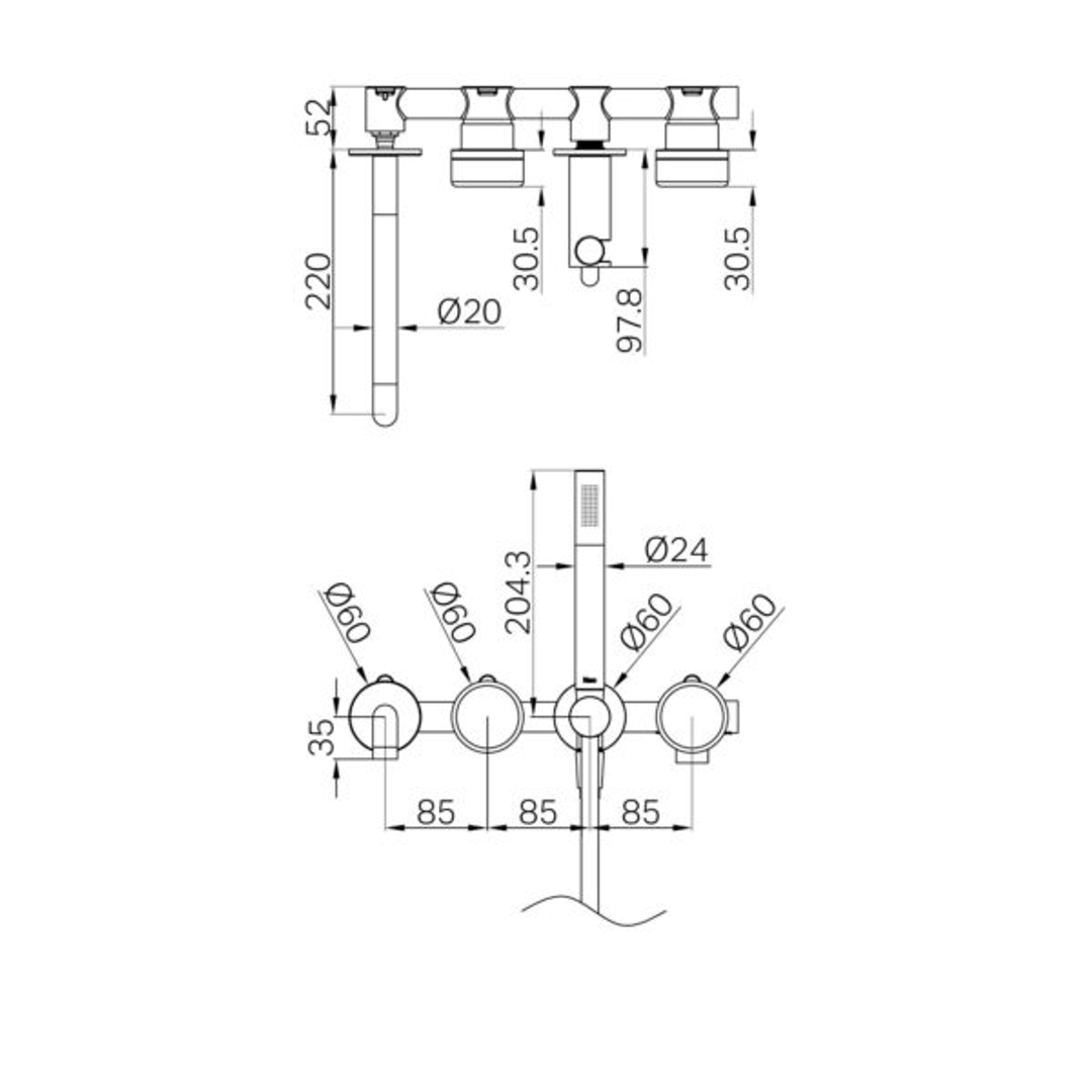 Nero Serenity Progressive Shower System With Spout With Carrara Handle & Slim Shower Brushed Nickel