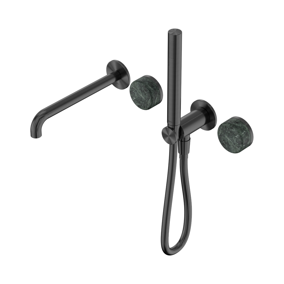 Nero Serenity Progressive Shower System With Spout With Verde Alpi Handle & Slim Shower Gun Metal
