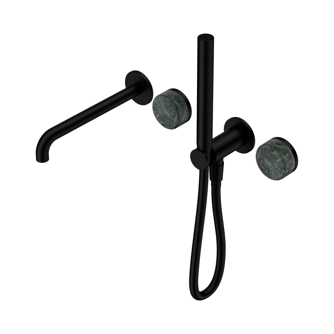 Nero Serenity Progressive Shower System With Spout With Verde Alpi Handle & Slim Shower Matte Black