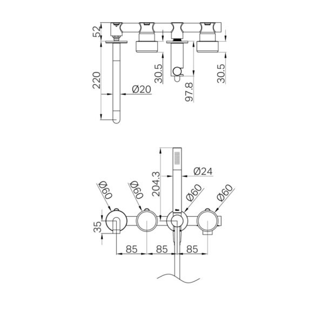 Nero Serenity Progressive Shower System With Spout With Metal Handle & Slim Shower Brushed Nickel