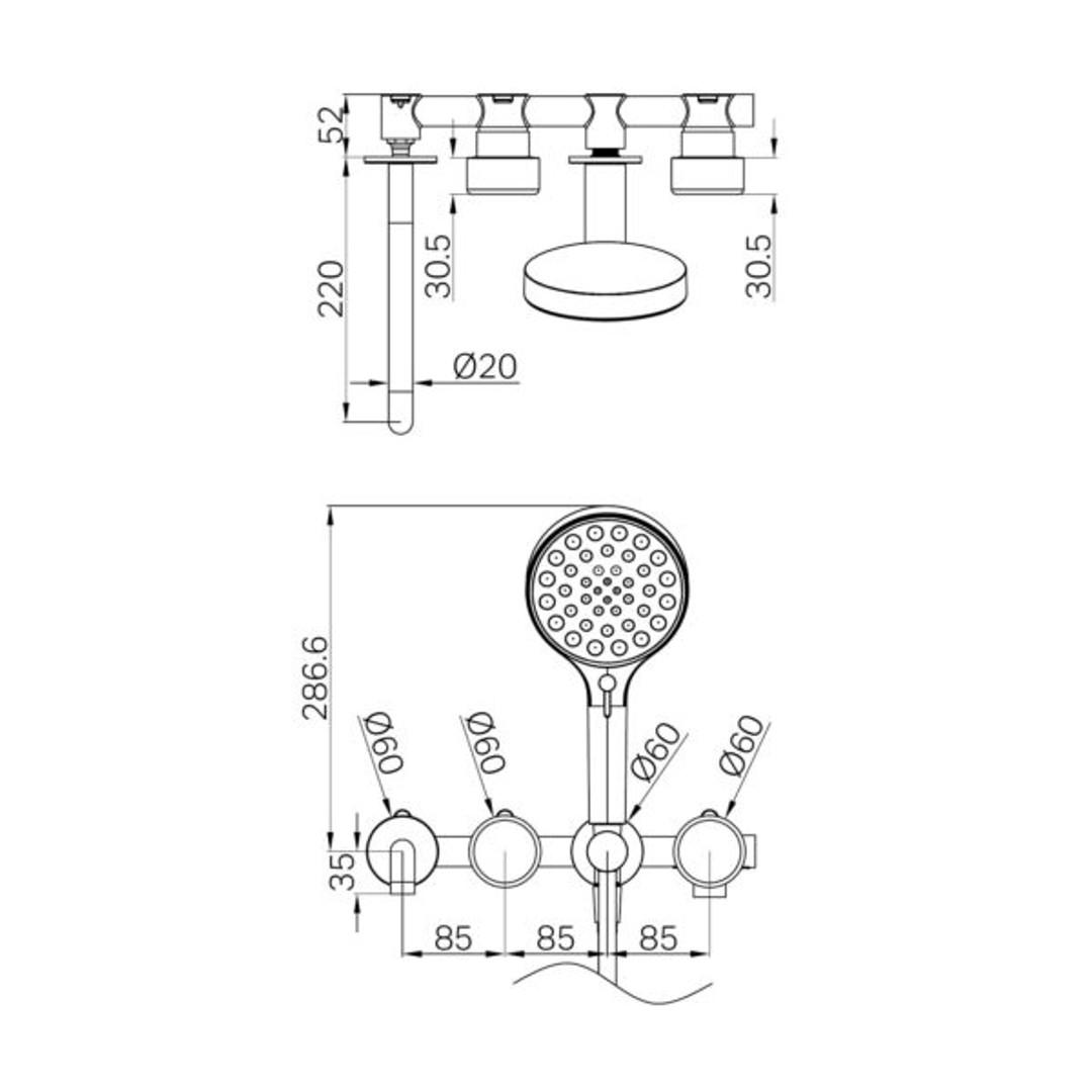 Nero Serenity Progressive Shower System With Spout With Metal Handle & Serenity Hand Shower Brushed Gold