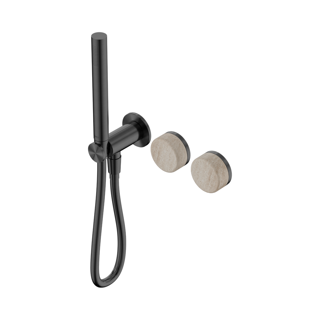 Nero Serenity Progressive Shower System With Rome Travertine Handle & Slim Shower Gun Metal