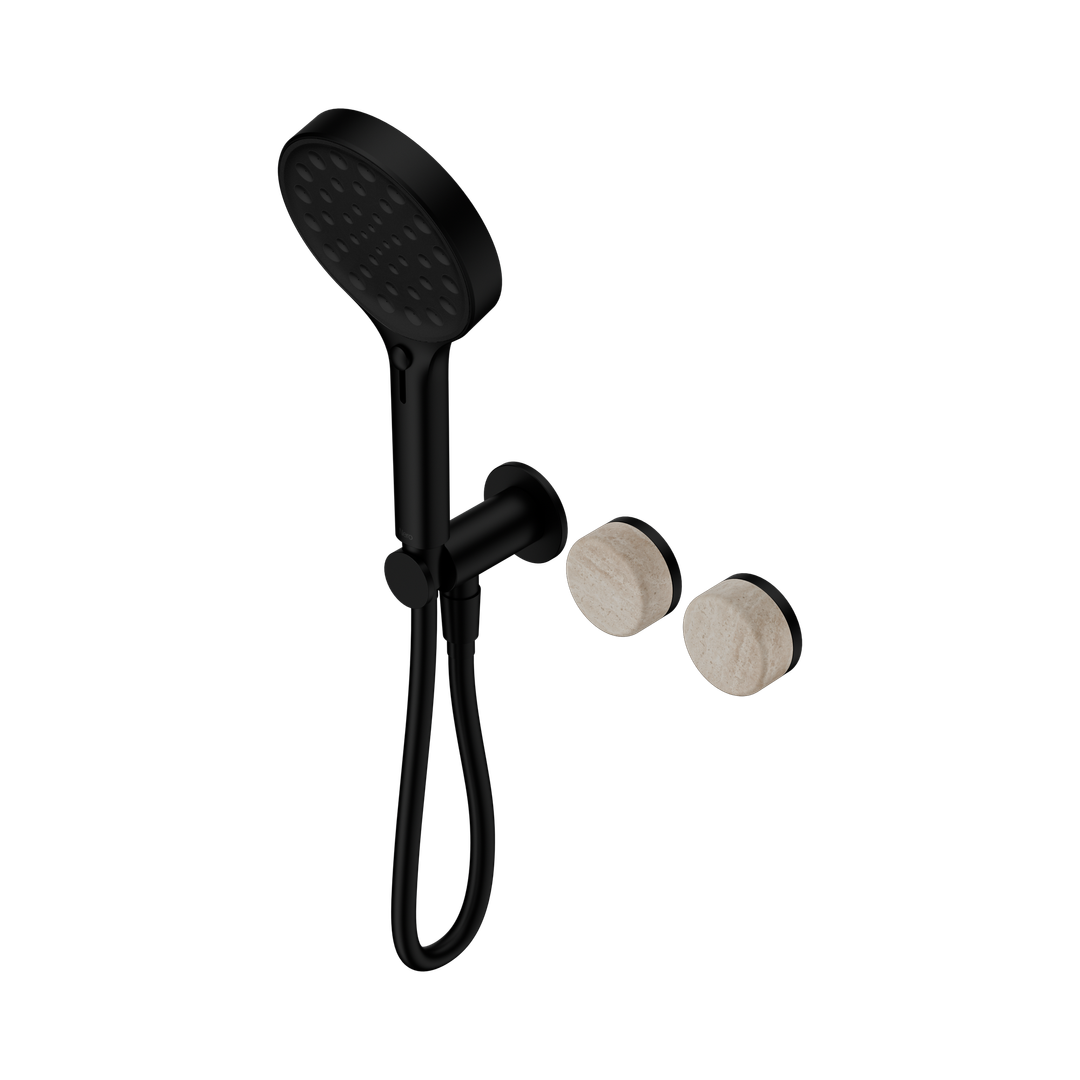 Nero Serenity Progressive Shower System With Rome Travertine Handle & Serenity Hand Shower Matte Black