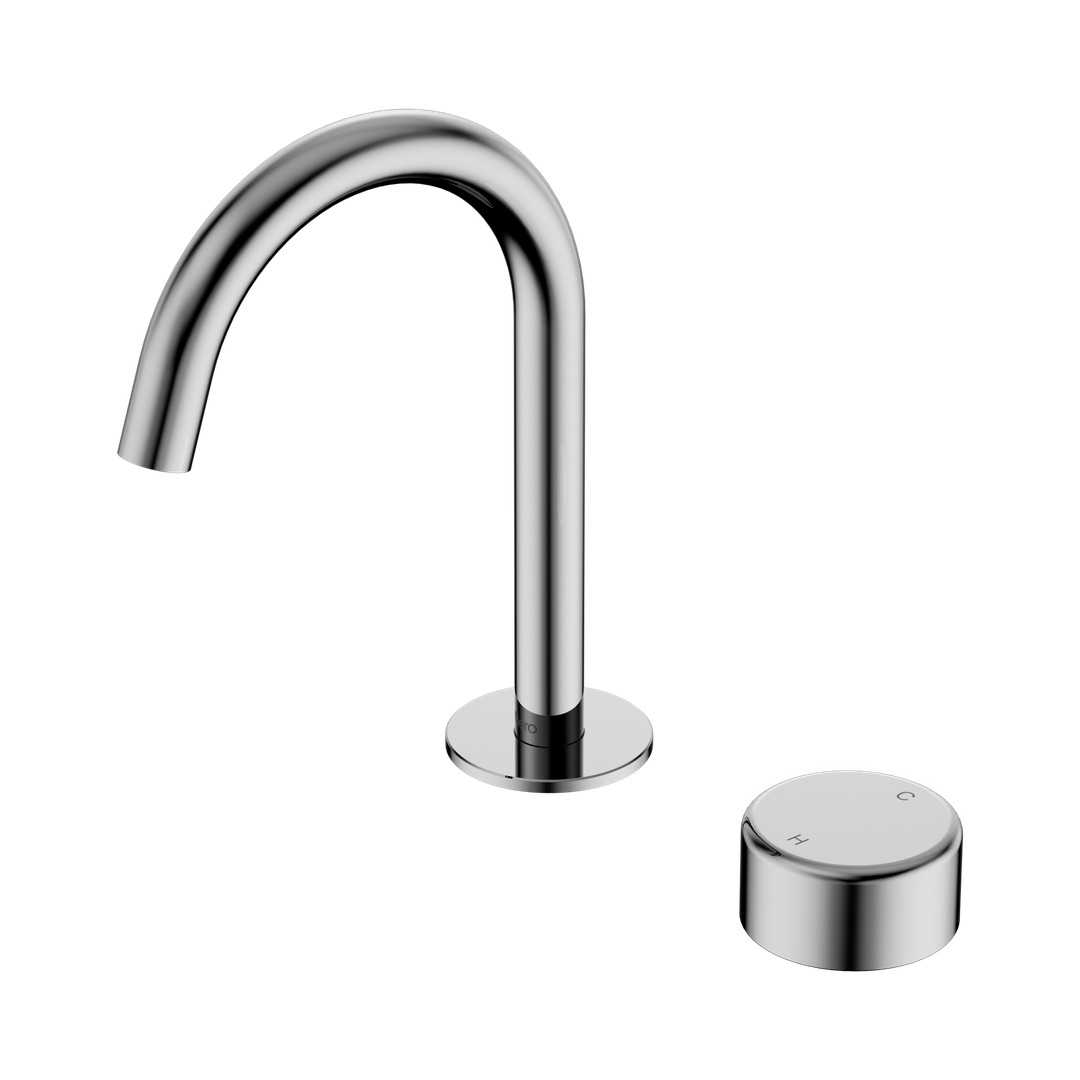 Nero Serenity Progressive Basin Mixer Arc Spout With Metal Handle Chrome