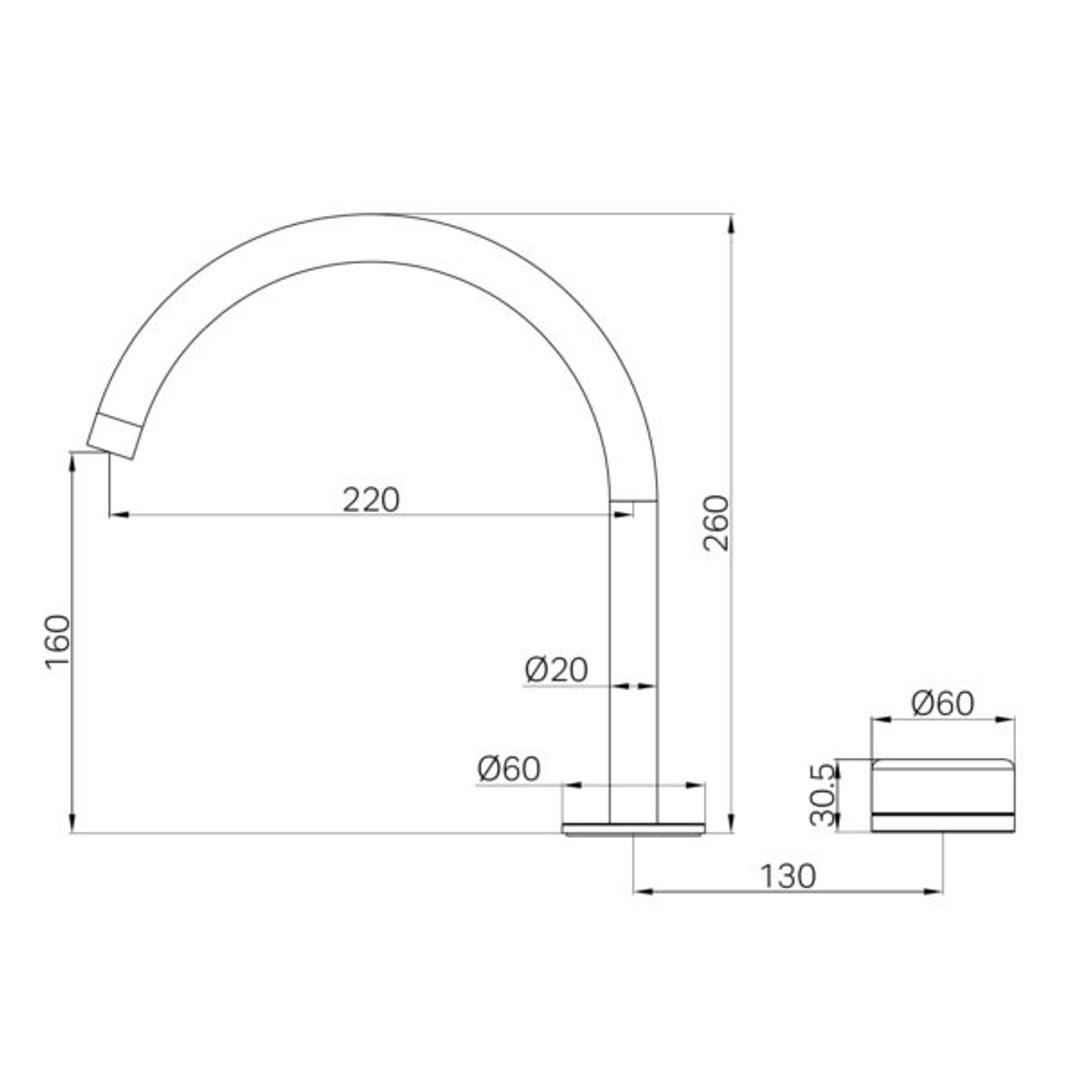 Nero Serenity Progressive Bath/Kitchen Mixer Arc Spout With Verde Alpi Handle Matte Black