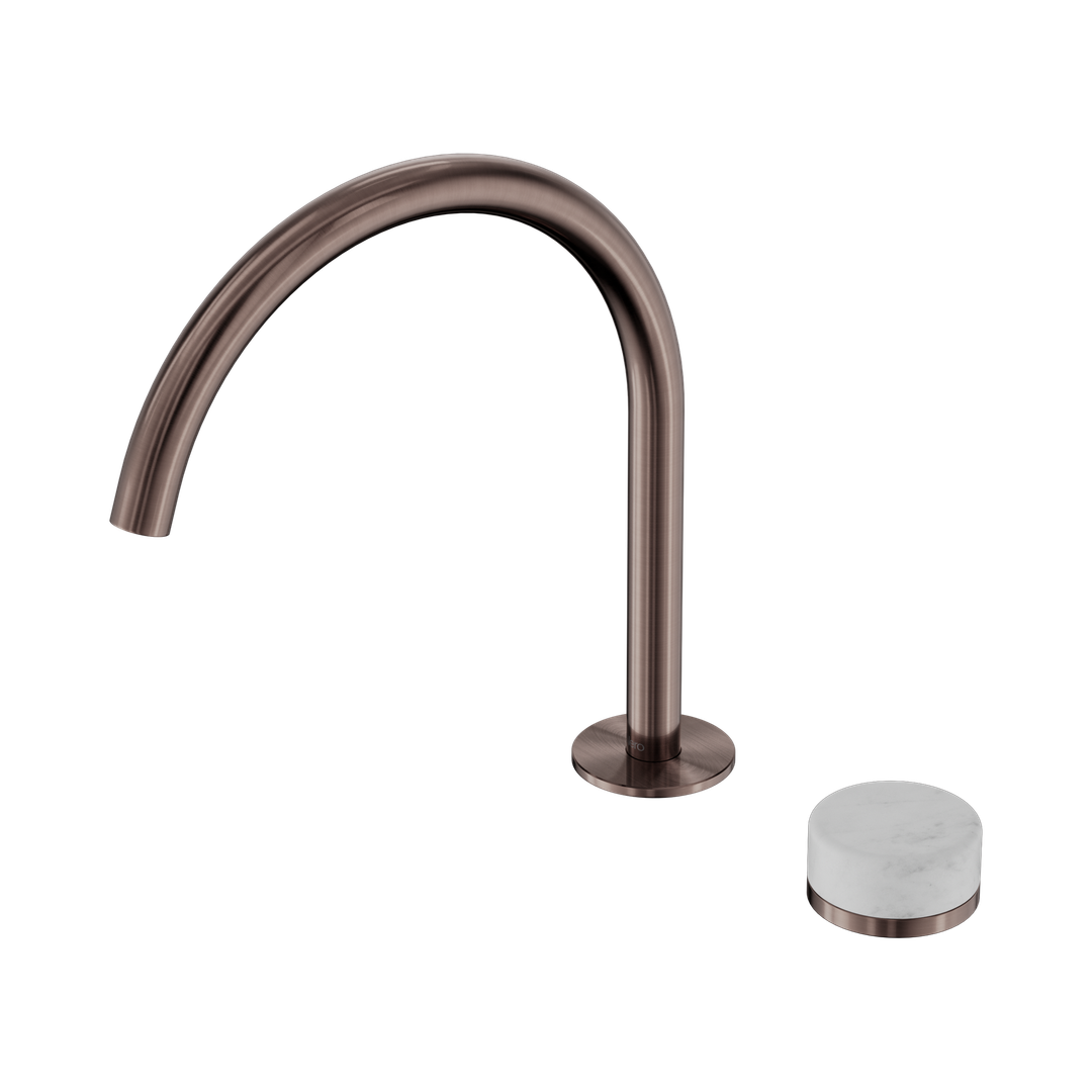 Nero Serenity Progressive Bath/Kitchen Mixer Arc Spout With Carrara Handle Brushed Bronze