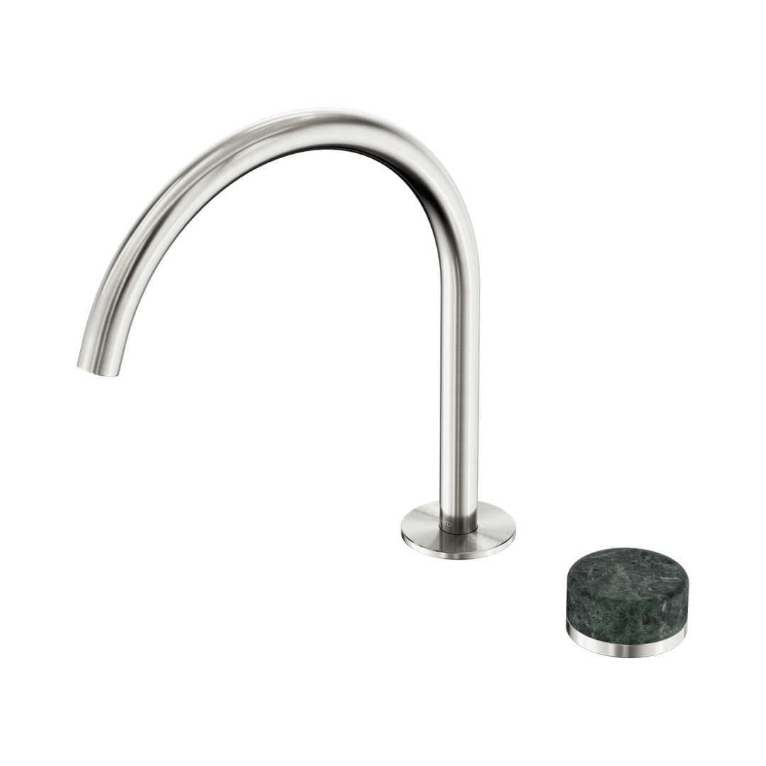 Nero Serenity Progressive Bath/Kitchen Mixer Arc Spout With Verde Alpi Handle Brushed Nickel