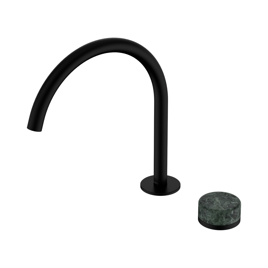 Nero Serenity Progressive Bath/Kitchen Mixer Arc Spout With Verde Alpi Handle Matte Black