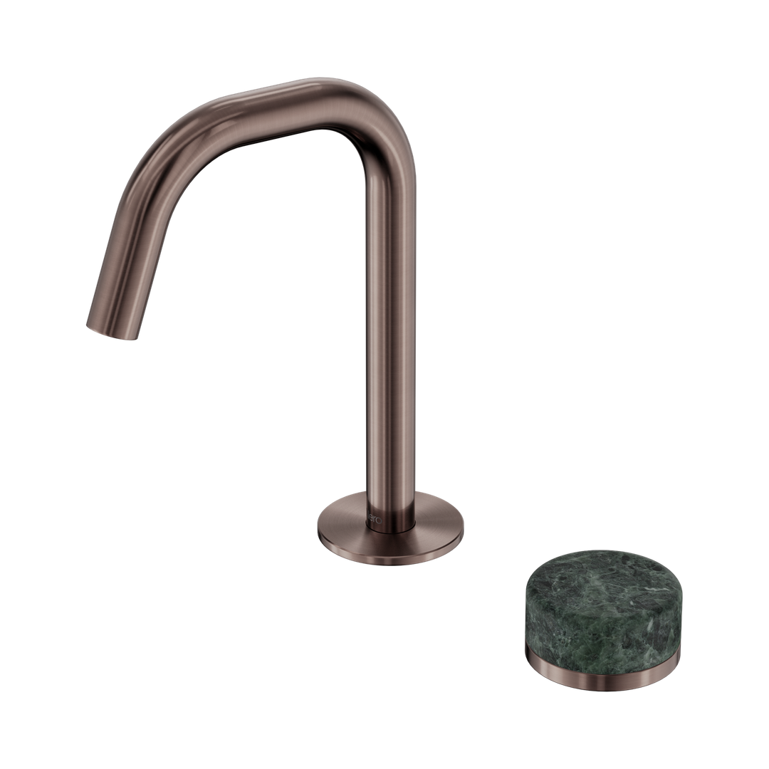 Nero Serenity Progressive Basin Mixer Edge Spout With Verde Alpi Handle Brushed Bronze