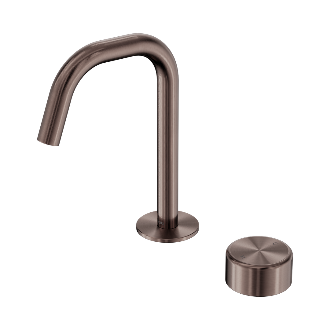 Nero Serenity Progressive Basin Mixer Edge Spout With Metal Handle Brushed Bronze