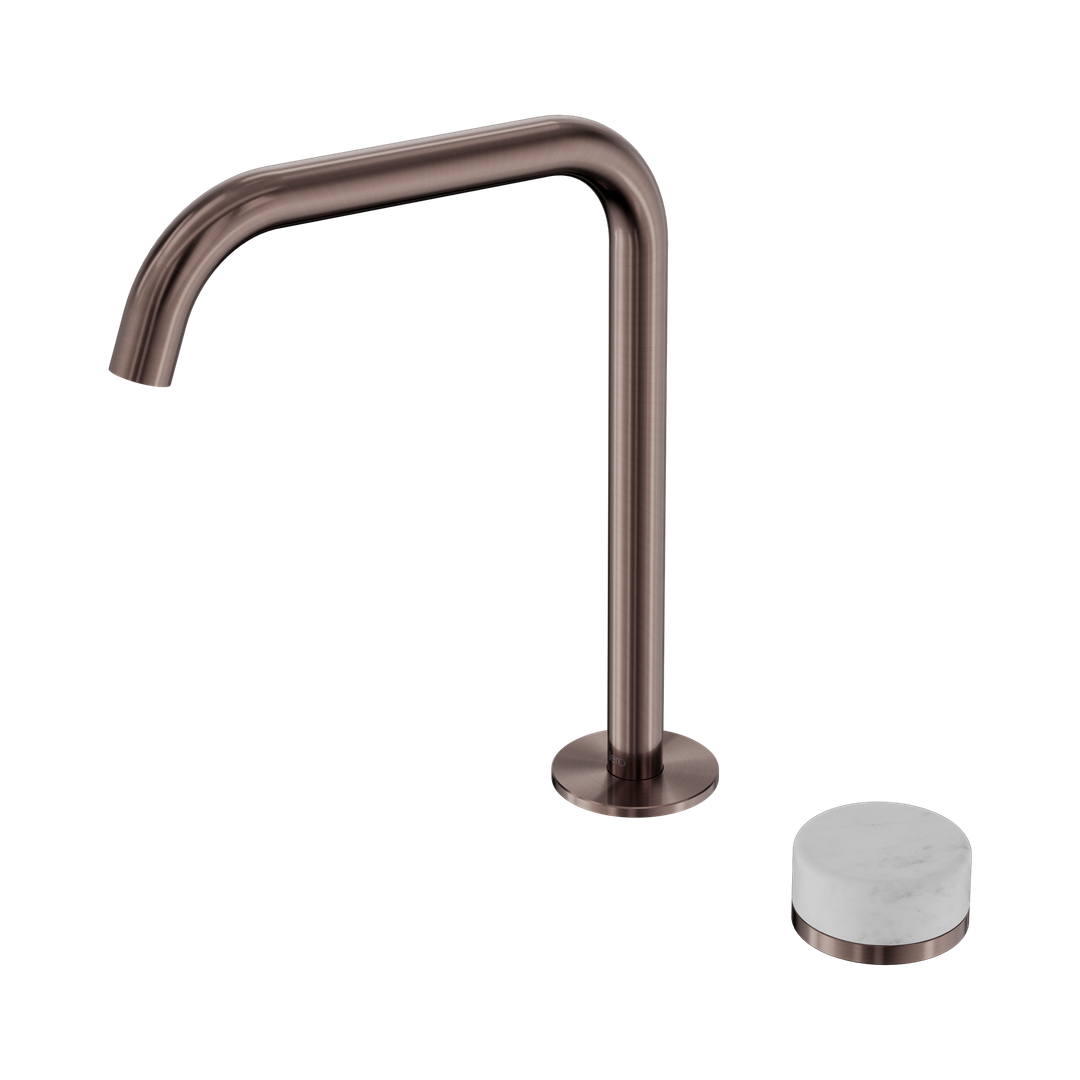 Nero Serenity Progressive Bath/Kitchen Mixer Edge Spout With Carrara Handle Brushed Bronze
