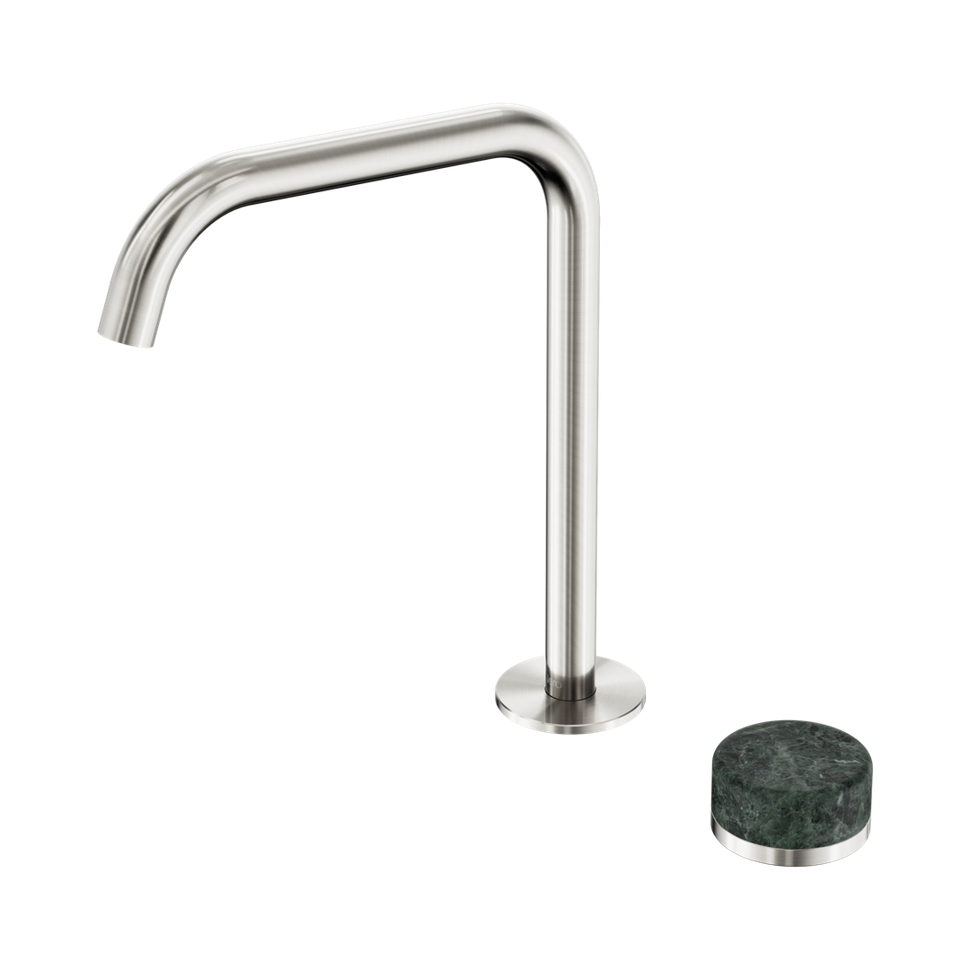 Nero Serenity Progressive Bath/Kitchen Mixer Edge Spout With Verde Alpi Handle Brushed Nickel