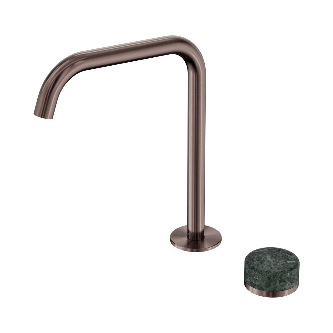 Nero Serenity Progressive Bath/Kitchen Mixer Edge Spout With Verde Alpi Handle Brushed Bronze