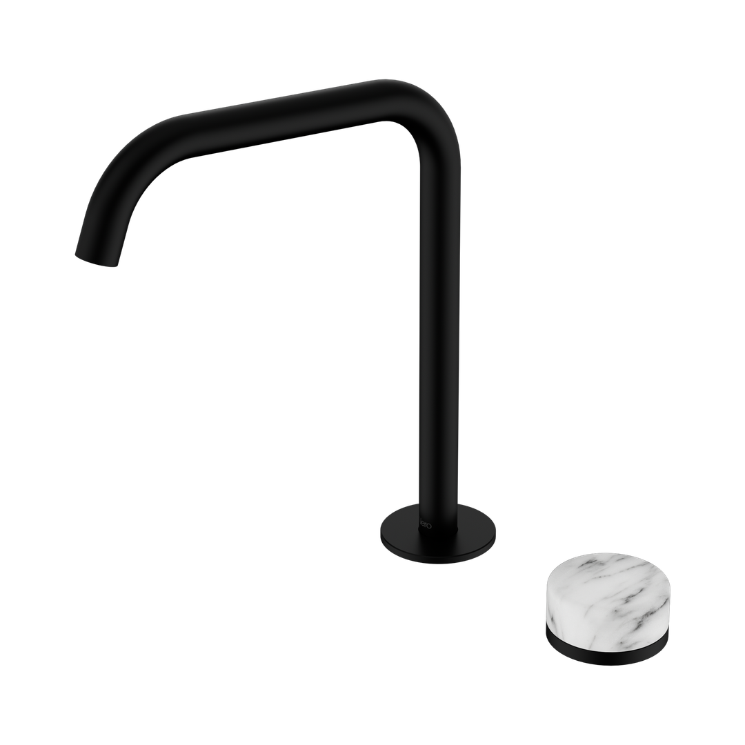 Nero Serenity Progressive Bath/Kitchen Mixer Edge Spout With Arabescato Corchia Handle Matte Black