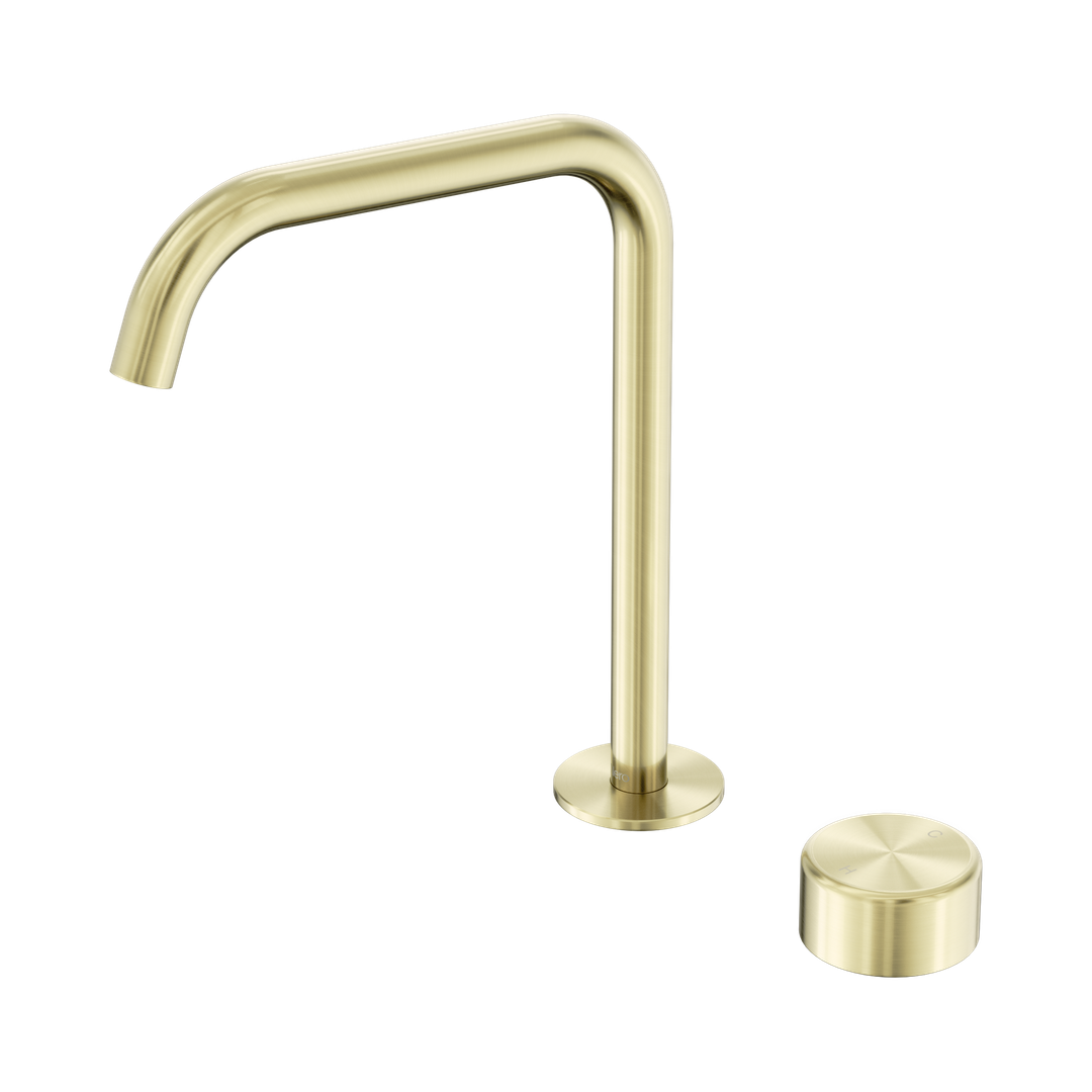 Nero Serenity Progressive Bath/Kitchen Mixer Edge Spout With Metal Handle Brushed Gold