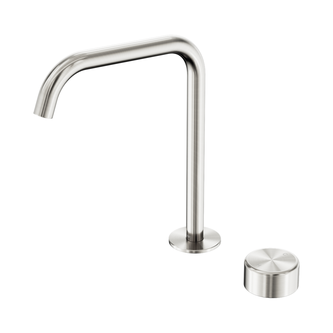 Nero Serenity Progressive Bath/Kitchen Mixer Edge Spout With Metal Handle Brushed Nickel
