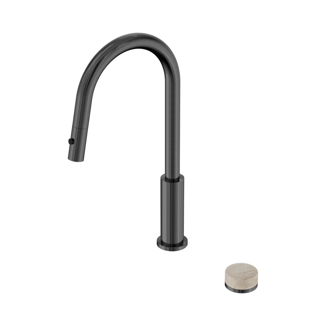 Nero Serenity Progressive Pull Out Kitchen Set With Rome Travertine Handle Gun Metal