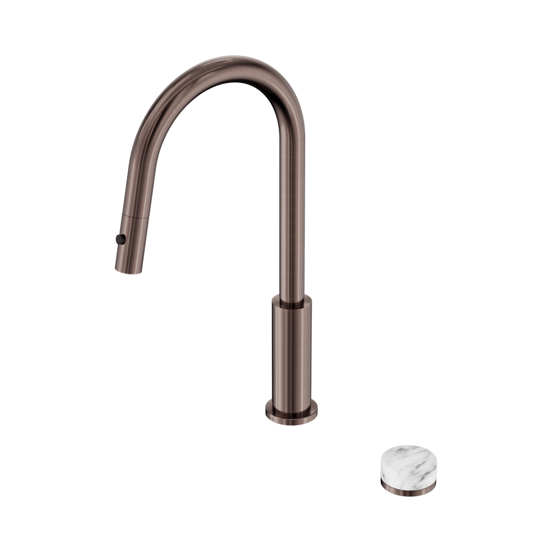 Nero Serenity Progressive Pull Out Kitchen Set With Arabescato Corchia Handle Brushed Bronze