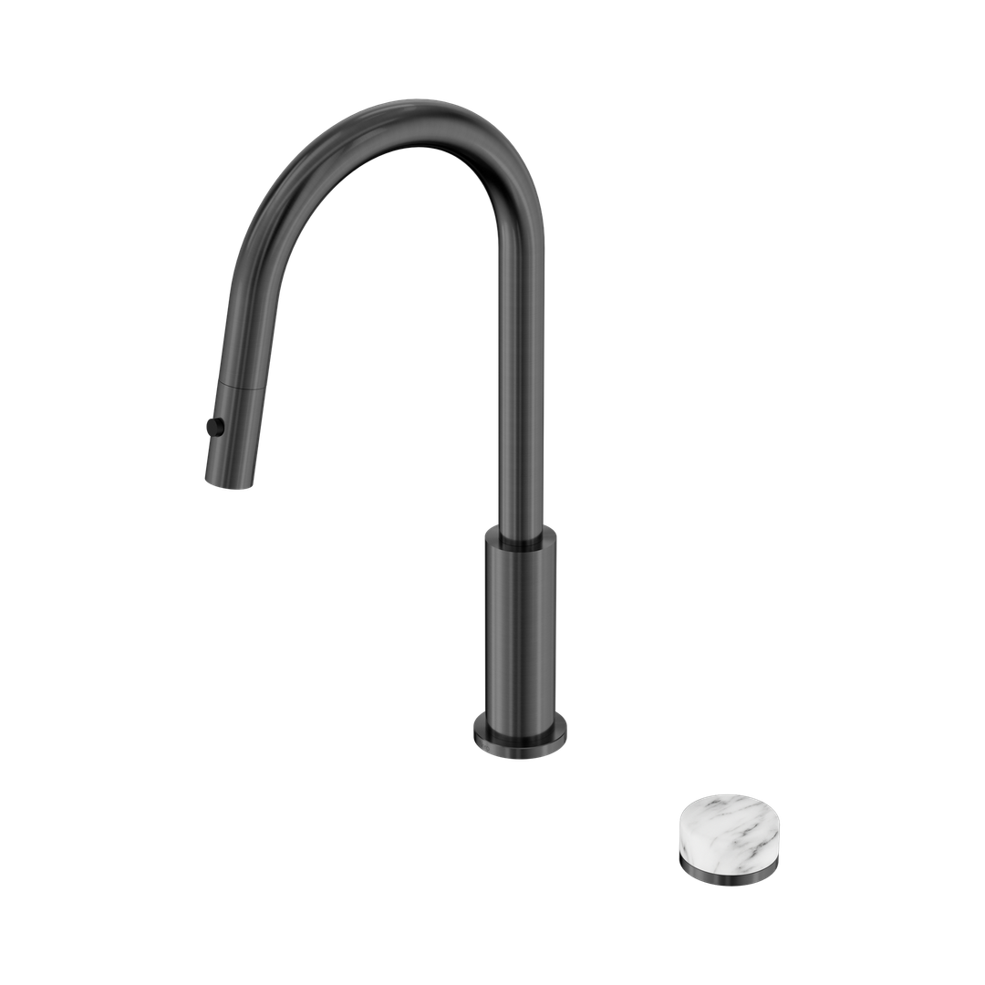 Nero Serenity Progressive Pull Out Kitchen Set With Arabescato Corchia Handle Gun Metal