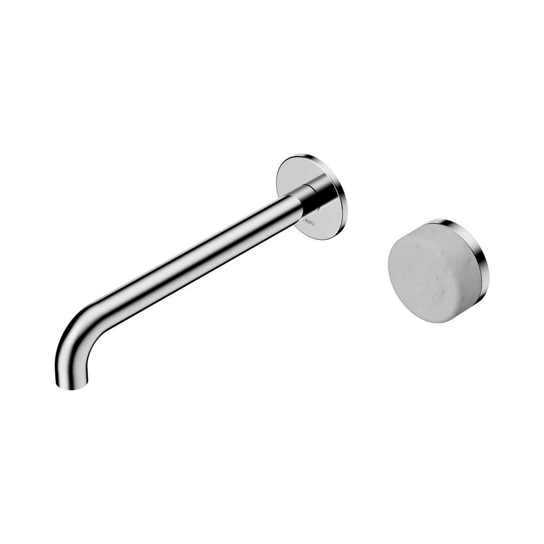 Nero Serenity Progressive Wall Basin Mixer 220Mm Spout With Carrara Handle Chrome