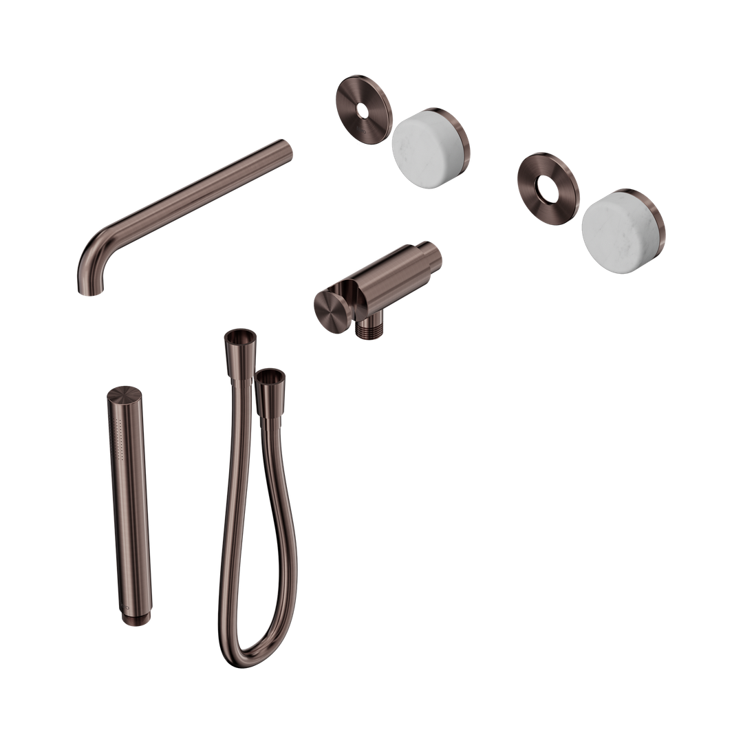 Nero Serenity Progressive Shower System With Spout With Carrara Handle & Slim Shower Trim Kit Only Brushed Bronze