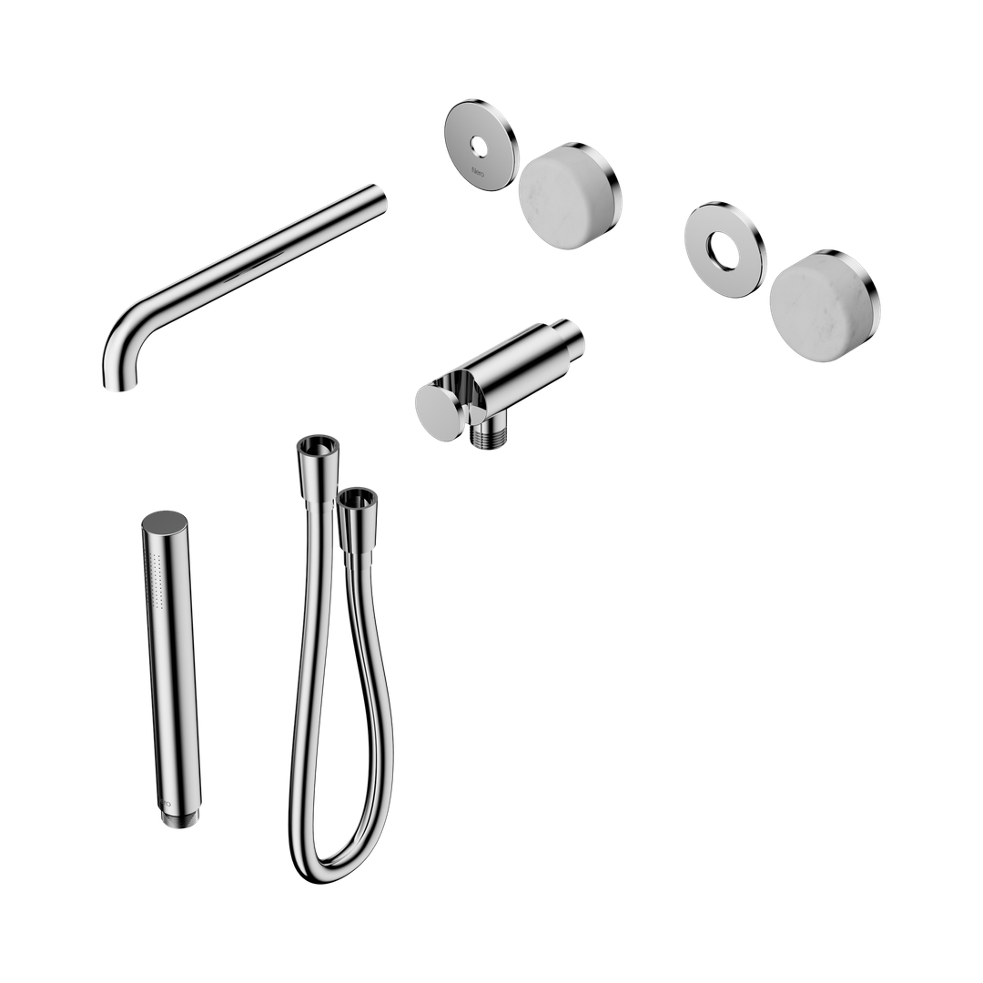 Nero Serenity Progressive Shower System With Spout With Carrara Handle & Slim Shower Trim Kit Only Chrome