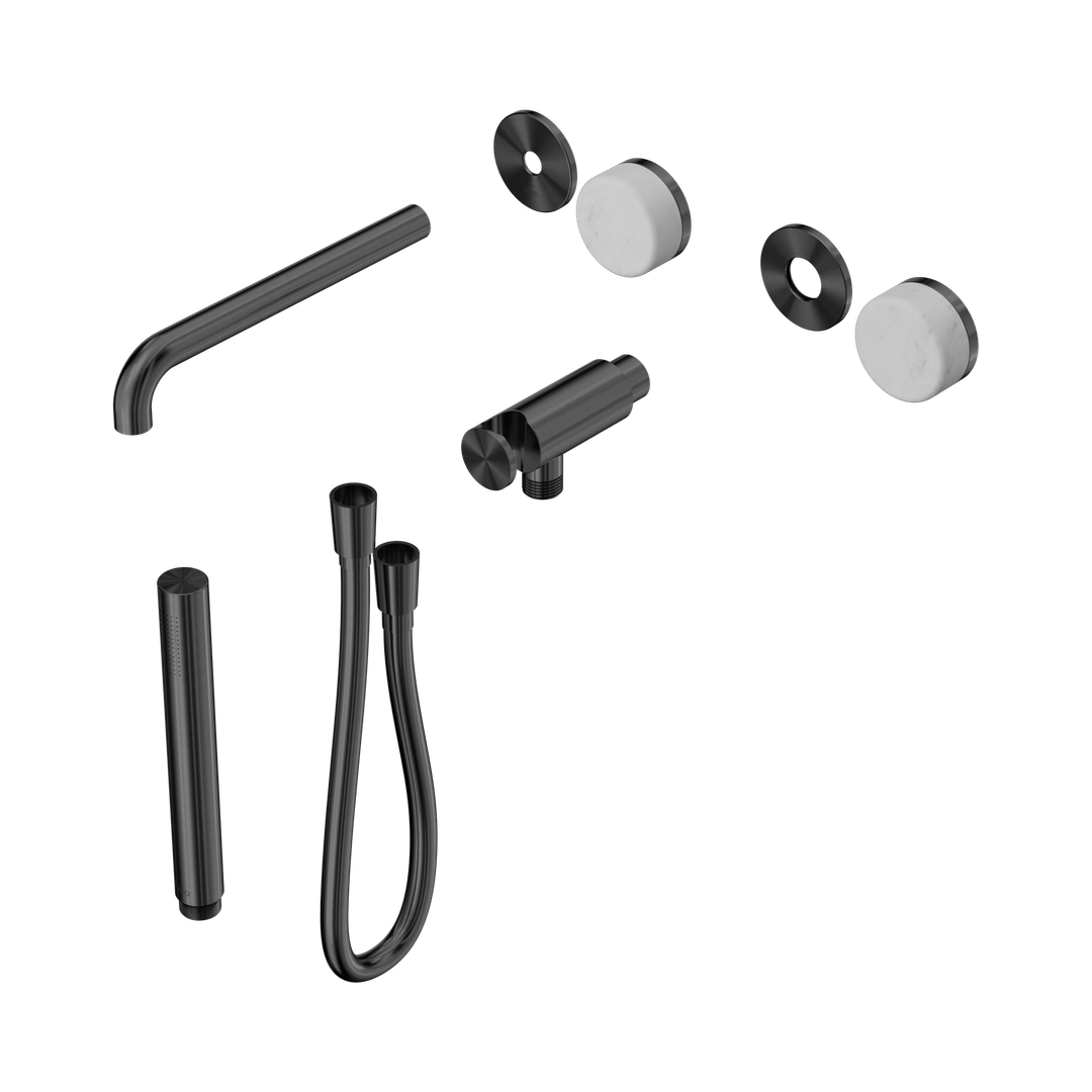 Nero Serenity Progressive Shower System With Spout With Carrara Handle & Slim Shower Trim Kit Only Gun Metal