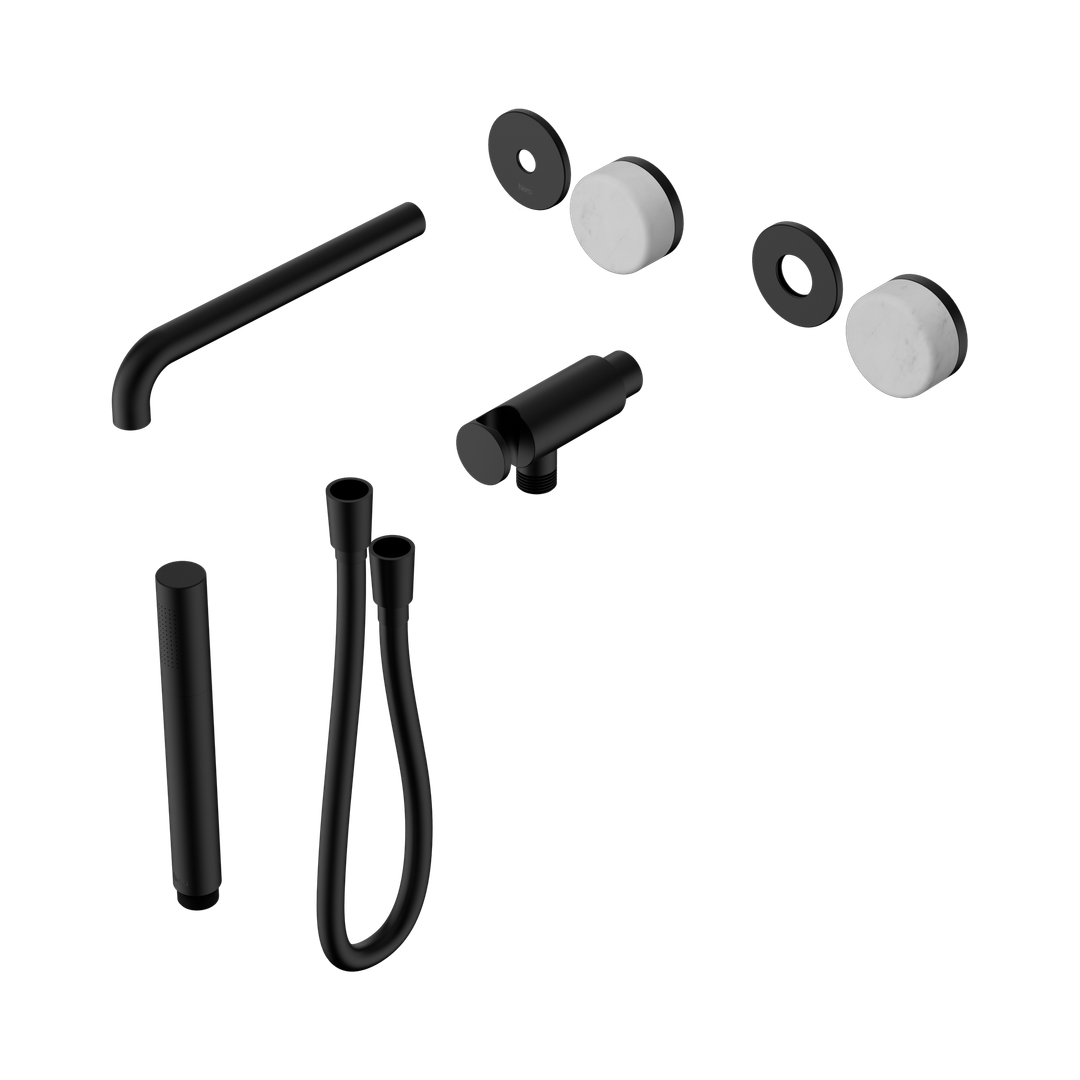 Nero Serenity Progressive Shower System With Spout With Carrara Handle & Slim Shower Trim Kit Only Matte Black