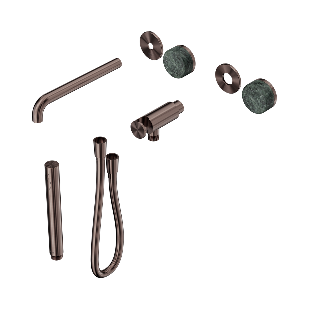Nero Serenity Progressive Shower System With Spout With Verde Alpi Handle & Slim Shower Trim Kit Only Brushed Bronze