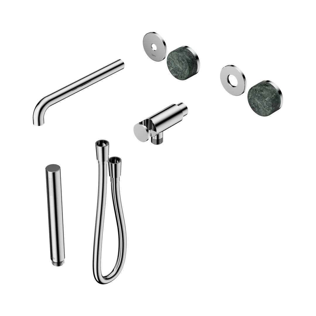Nero Serenity Progressive Shower System With Spout With Verde Alpi Handle & Slim Shower Trim Kit Only Chrome