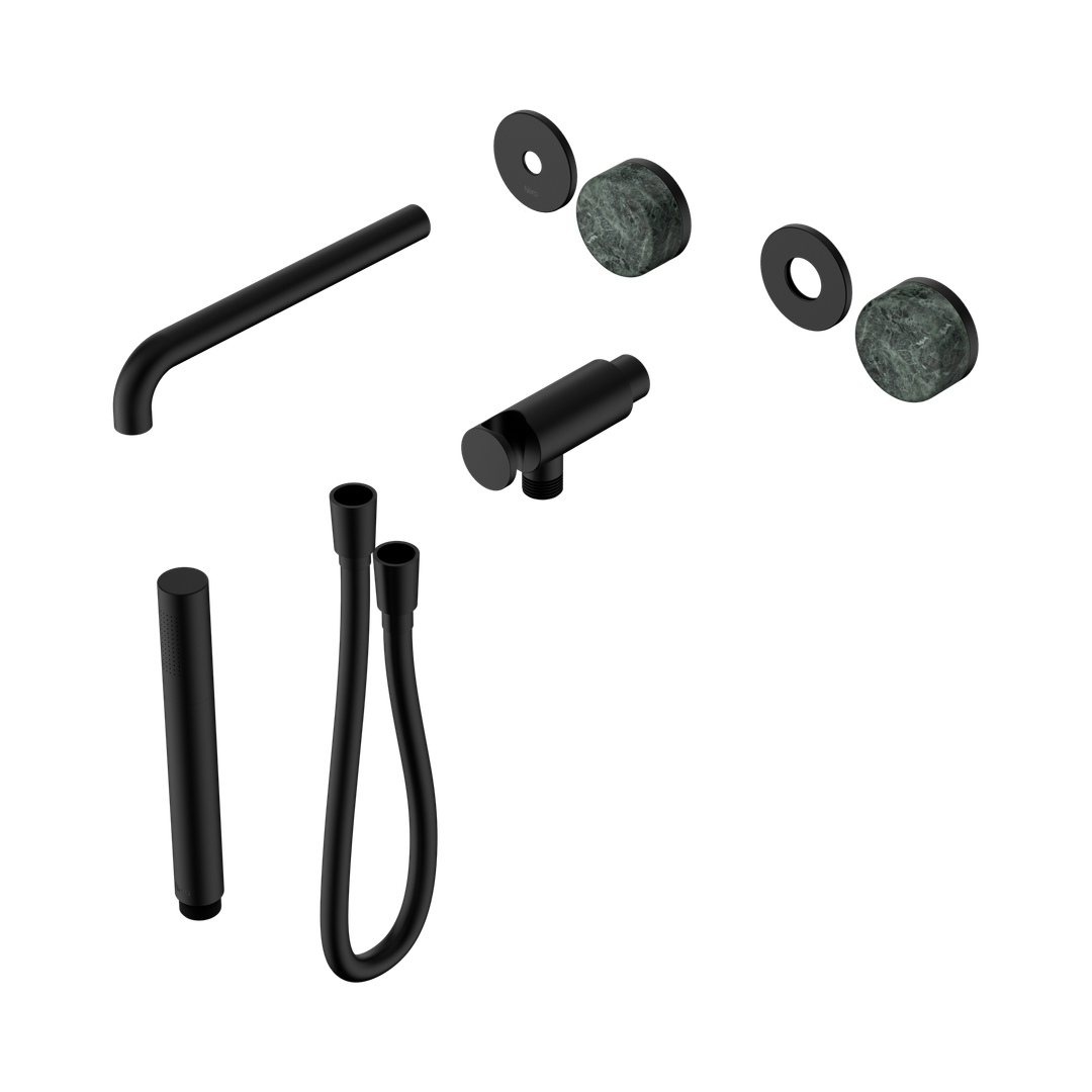 Nero Serenity Progressive Shower System With Spout With Verde Alpi Handle & Slim Shower Trim Kit Only Matte Black