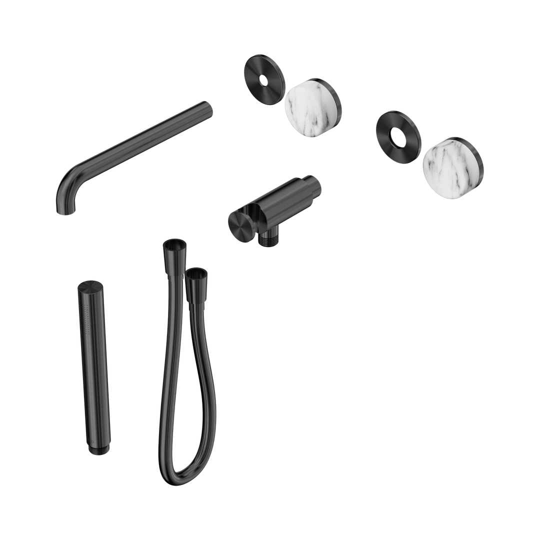 Nero Serenity Progressive Shower System With Spout Arabescato Corchia Handle & Slim Shower Trim Kit Only Gun Metal