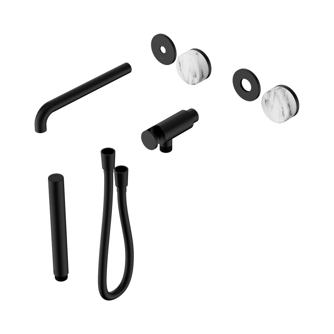 Nero Serenity Progressive Shower System With Spout Arabescato Corchia Handle & Slim Shower Trim Kit Only Matte Black
