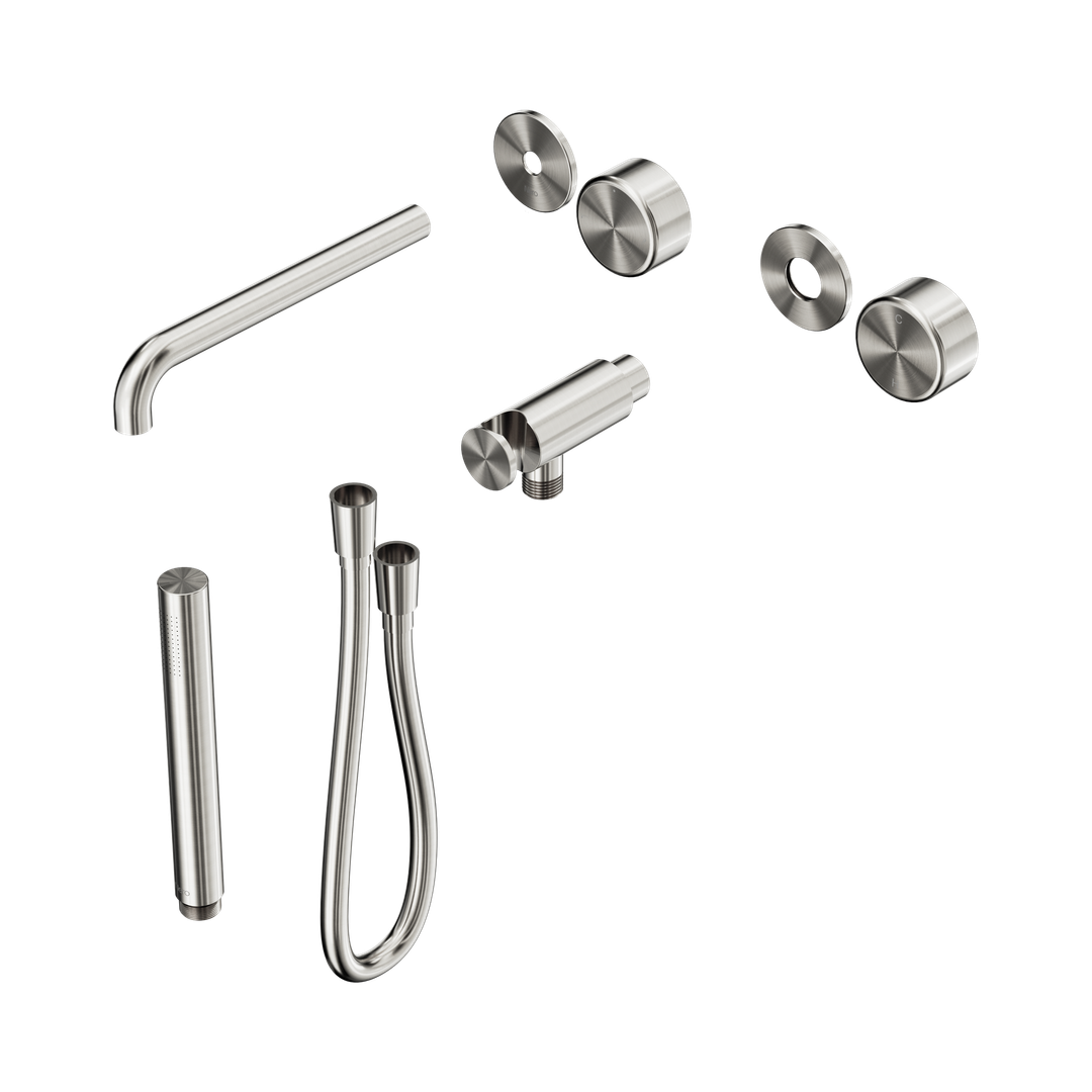 Nero Serenity Progressive Shower System With Spout With Metal Handle & Slim Shower Trim Kit Only Brushed Nickel