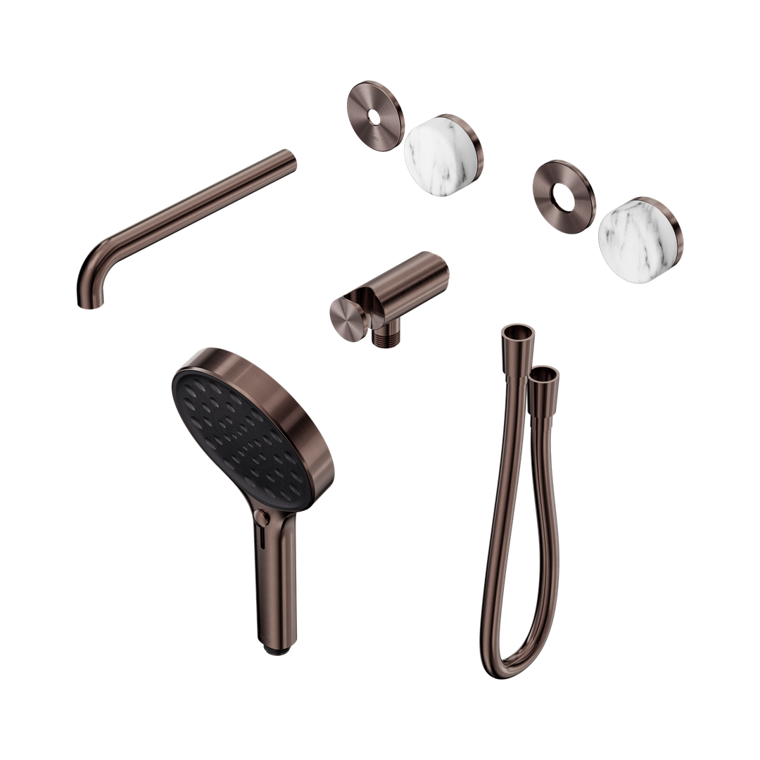 Nero Serenity Progressive Shower With Spout Corchia Handle & Serenity Hand Shower Trim Kit Only Brushed Bronze