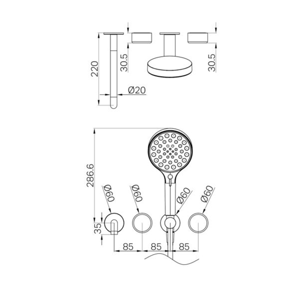 Nero Serenity Progressive Shower System With Spout Metal Handle & Serenity Hand Shower Trim Kit Only Chrome