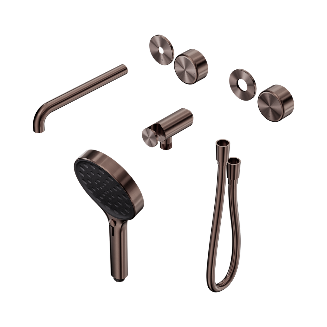Nero Serenity Progressive Shower System With Spout Metal Handle & Serenity Hand Shower Trim Kit Only Brushed Bronze