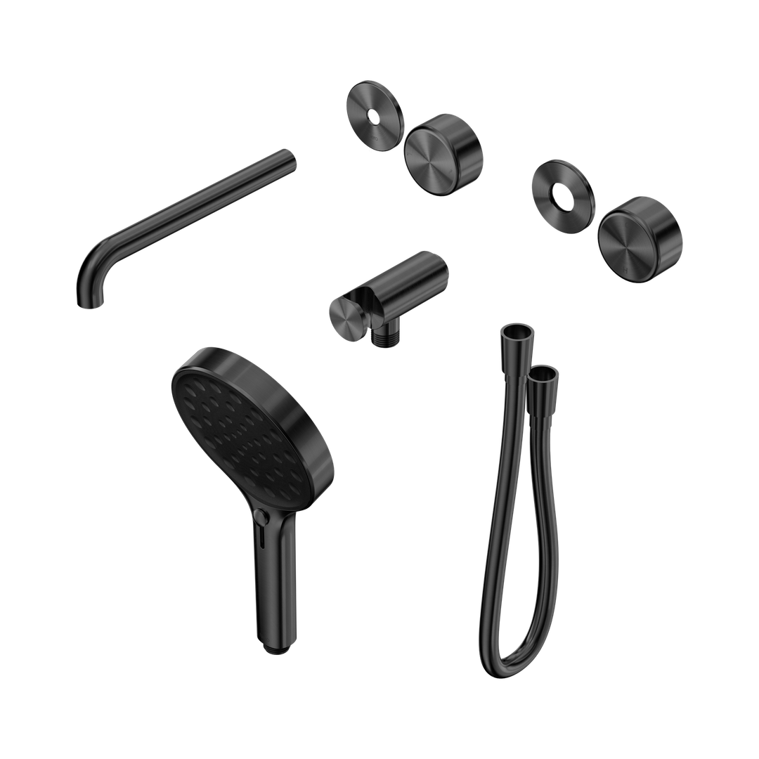 Nero Serenity Progressive Shower System With Spout Metal Handle & Serenity Hand Shower Trim Kit Only Gun Metal