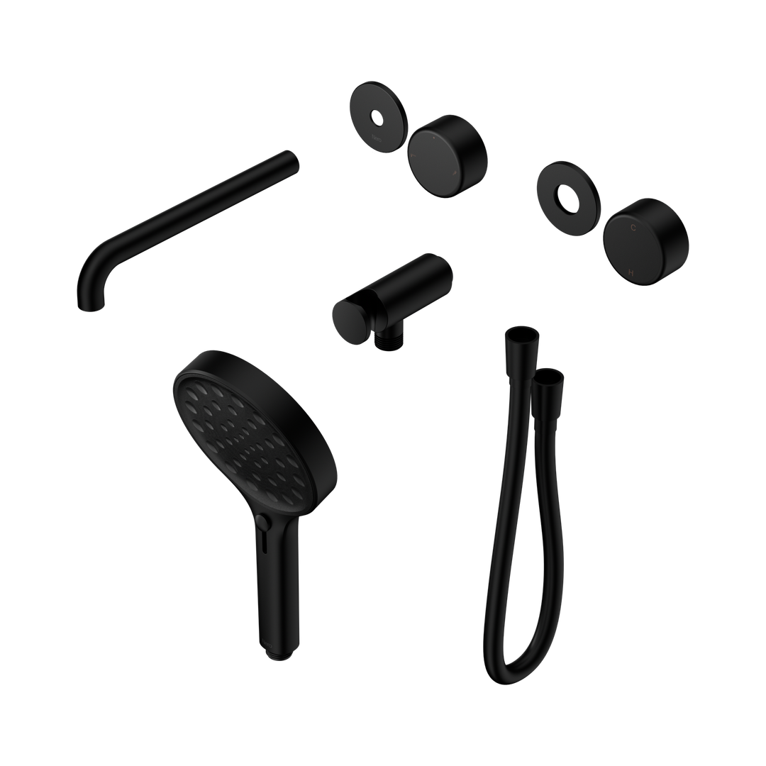 Nero Serenity Progressive Shower System With Spout Metal Handle & Serenity Hand Shower Trim Kit Only Matte Black