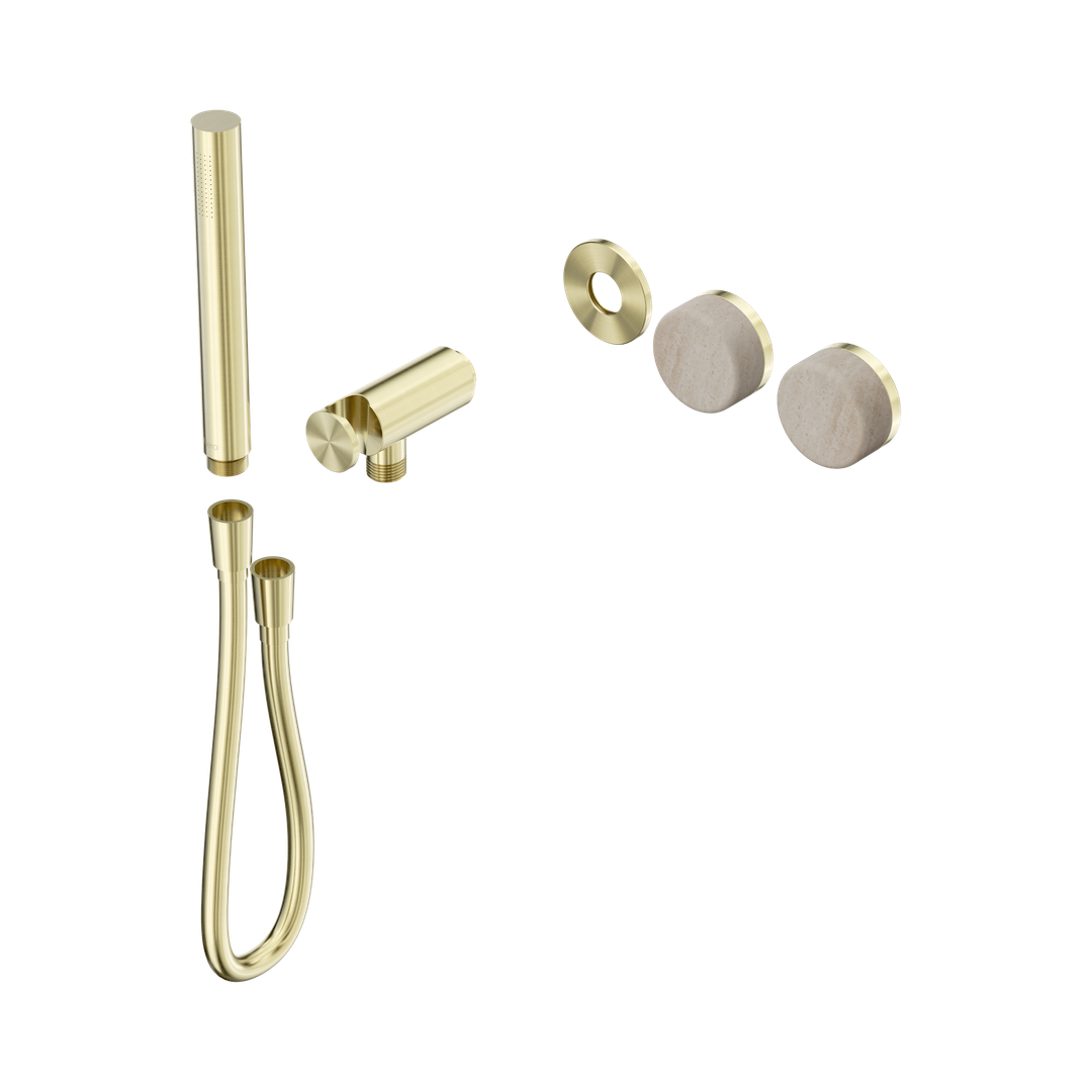 Nero Serenity Progressive Shower System With Rome Travertine Handle & Slim Shower Trim Kit Only Brushed Gold