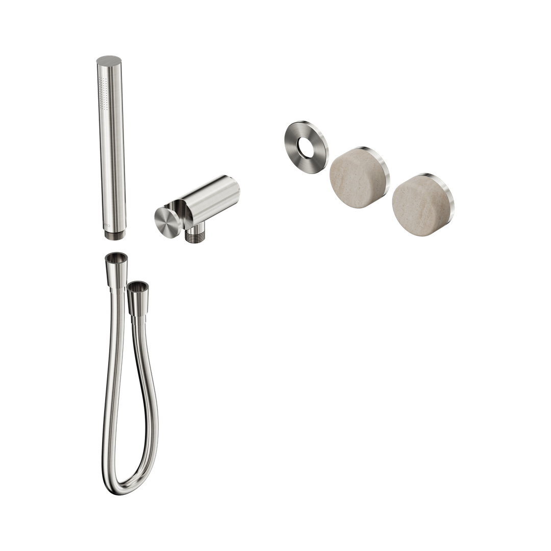 Nero Serenity Progressive Shower System Rome Travertine Handle & Slim Shower Trim Kit Only Brushed Nickel