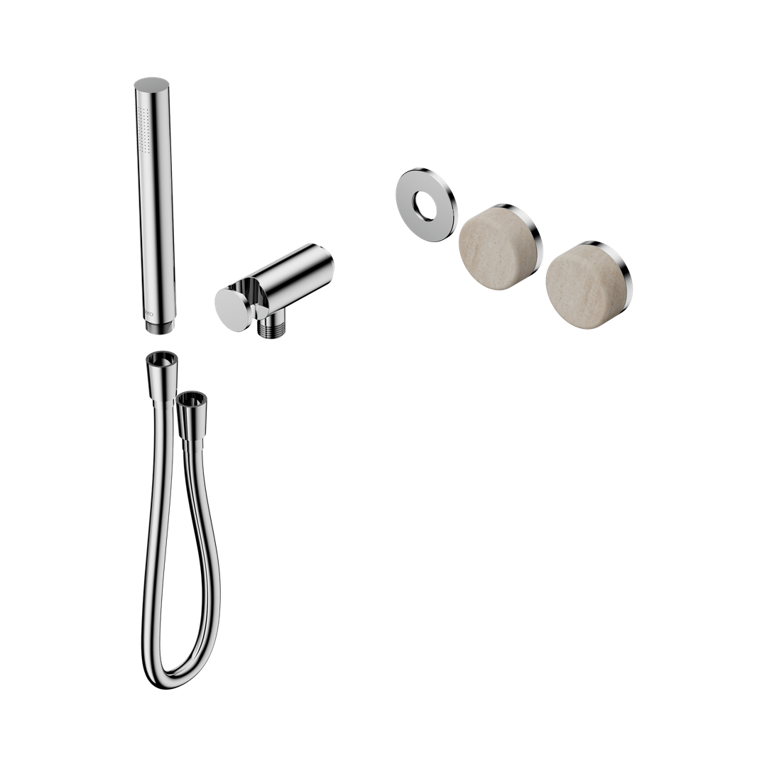 Nero Serenity Progressive Shower System With Rome Travertine Handle & Slim Shower Trim Kit Only Chrome