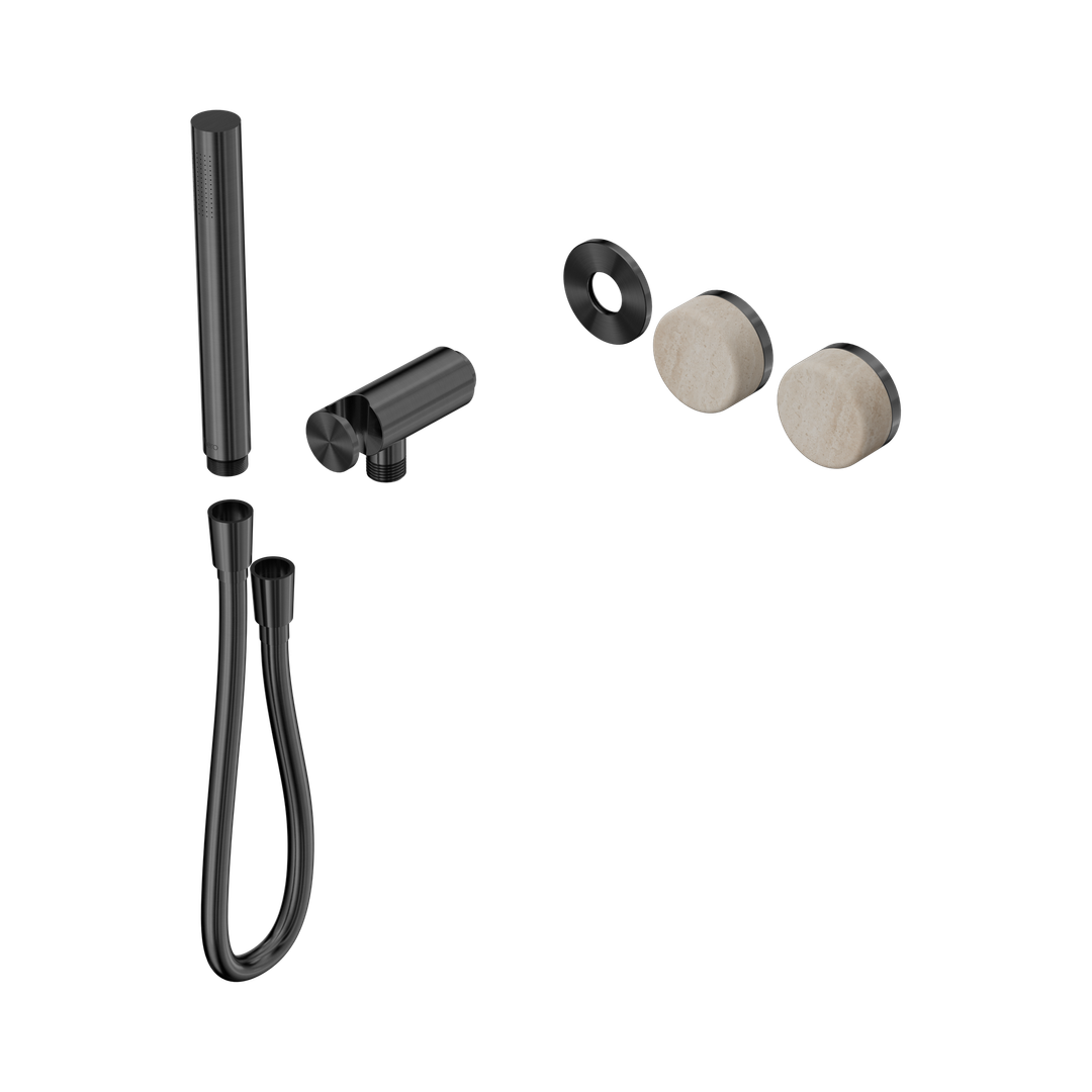 Nero Serenity Progressive Shower System With Rome Travertine Handle & Slim Shower Trim Kit Only Gun Metal
