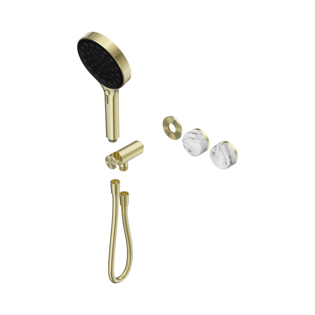 Nero Serenity Progressive Shower System Arabescato Corchia Handle & Serenity Hand Shower Trim Kit Only Brushed Gold