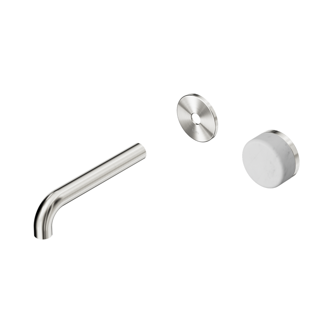 Nero Serenity Progressive Wall Basin Mixer 160Mm Spout With Carrara Handle Trim Kit Only Brushed Nickel