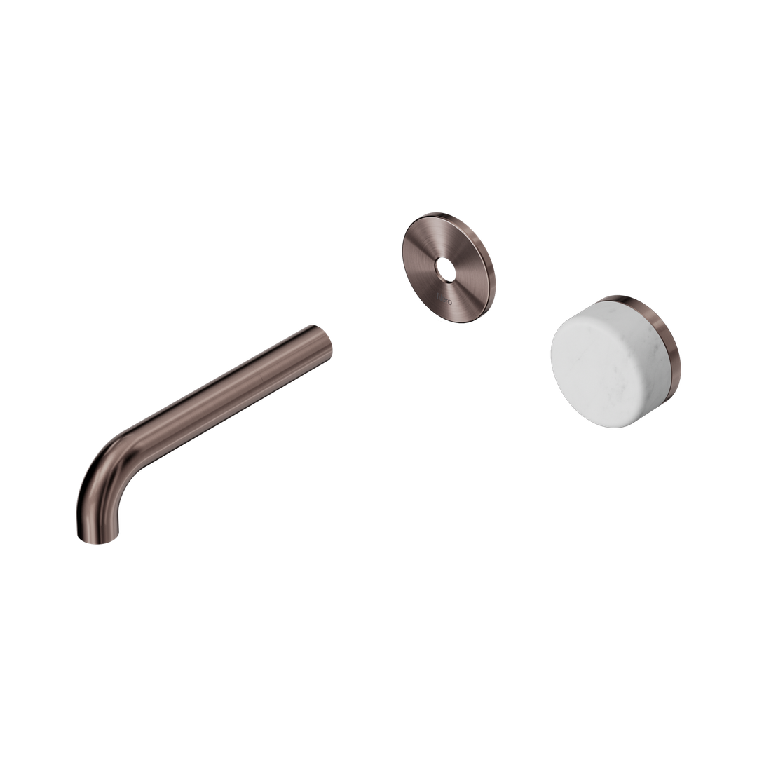 Nero Serenity Progressive Wall Basin Mixer 160Mm Spout With Carrara Handle Trim Kit Only Brushed Bronze